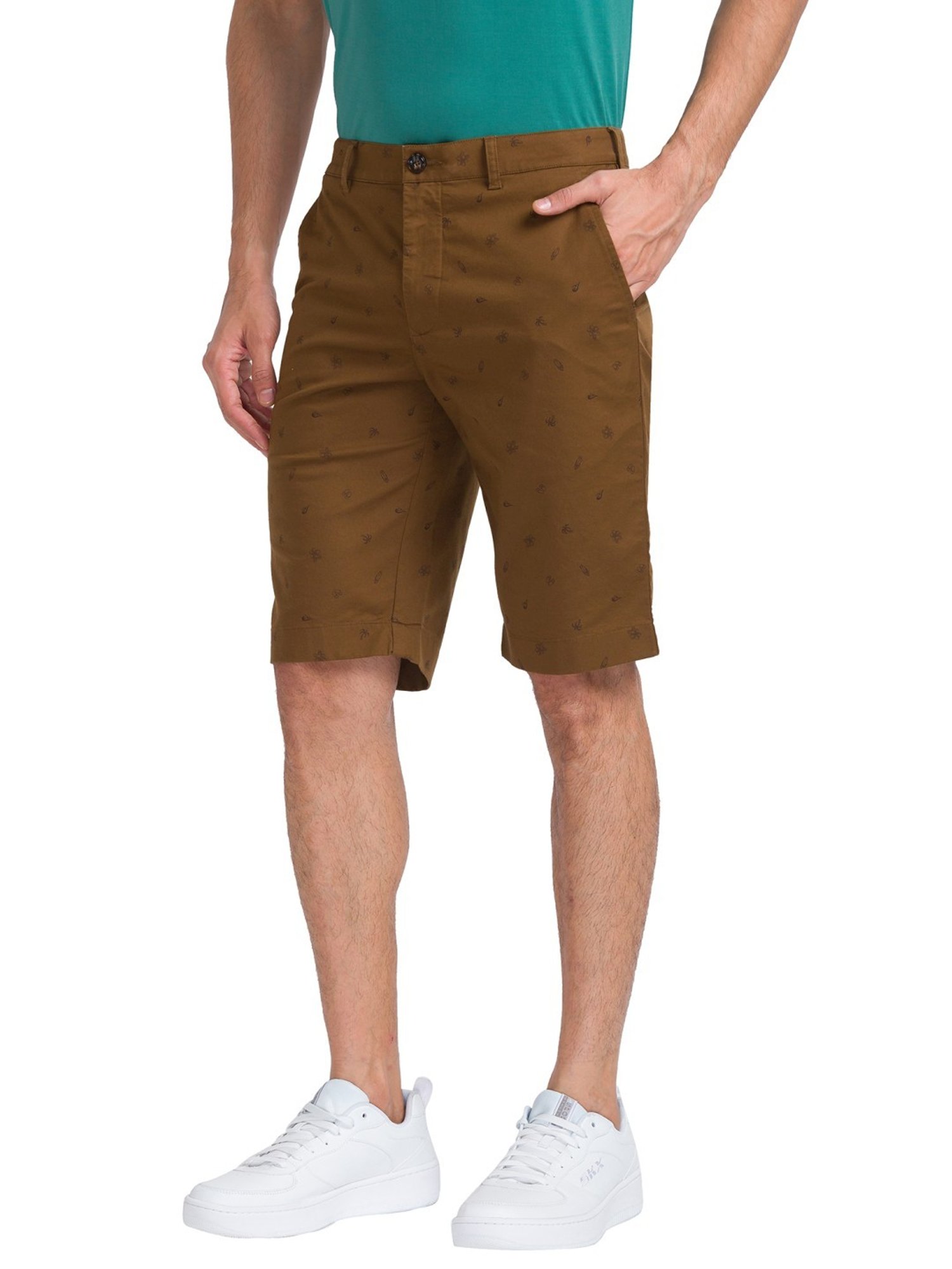 ColorPlus Brown Contemporary Fit Printed Shorts