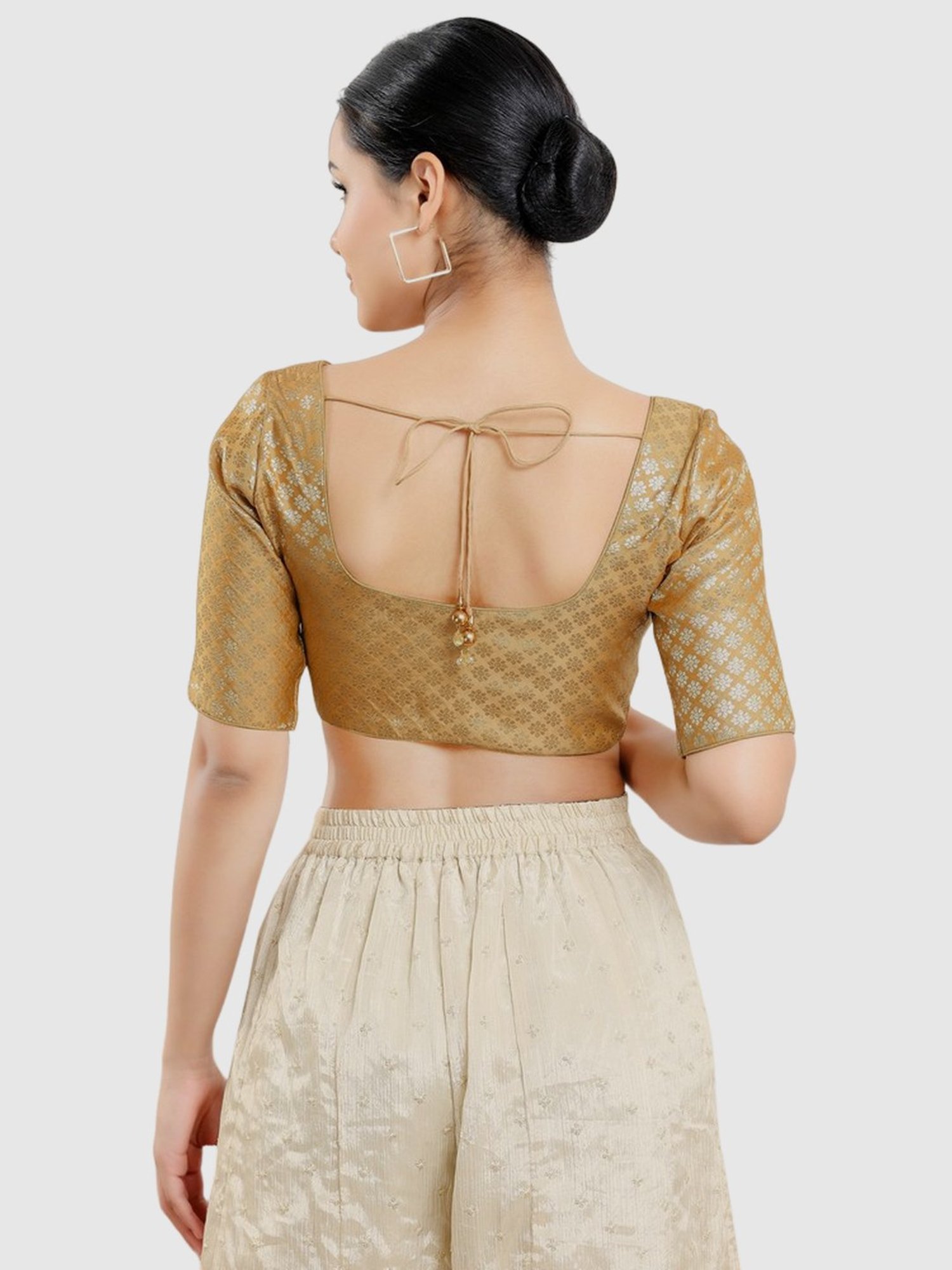 Salwar Studio Beige Woven Pattern Blouse