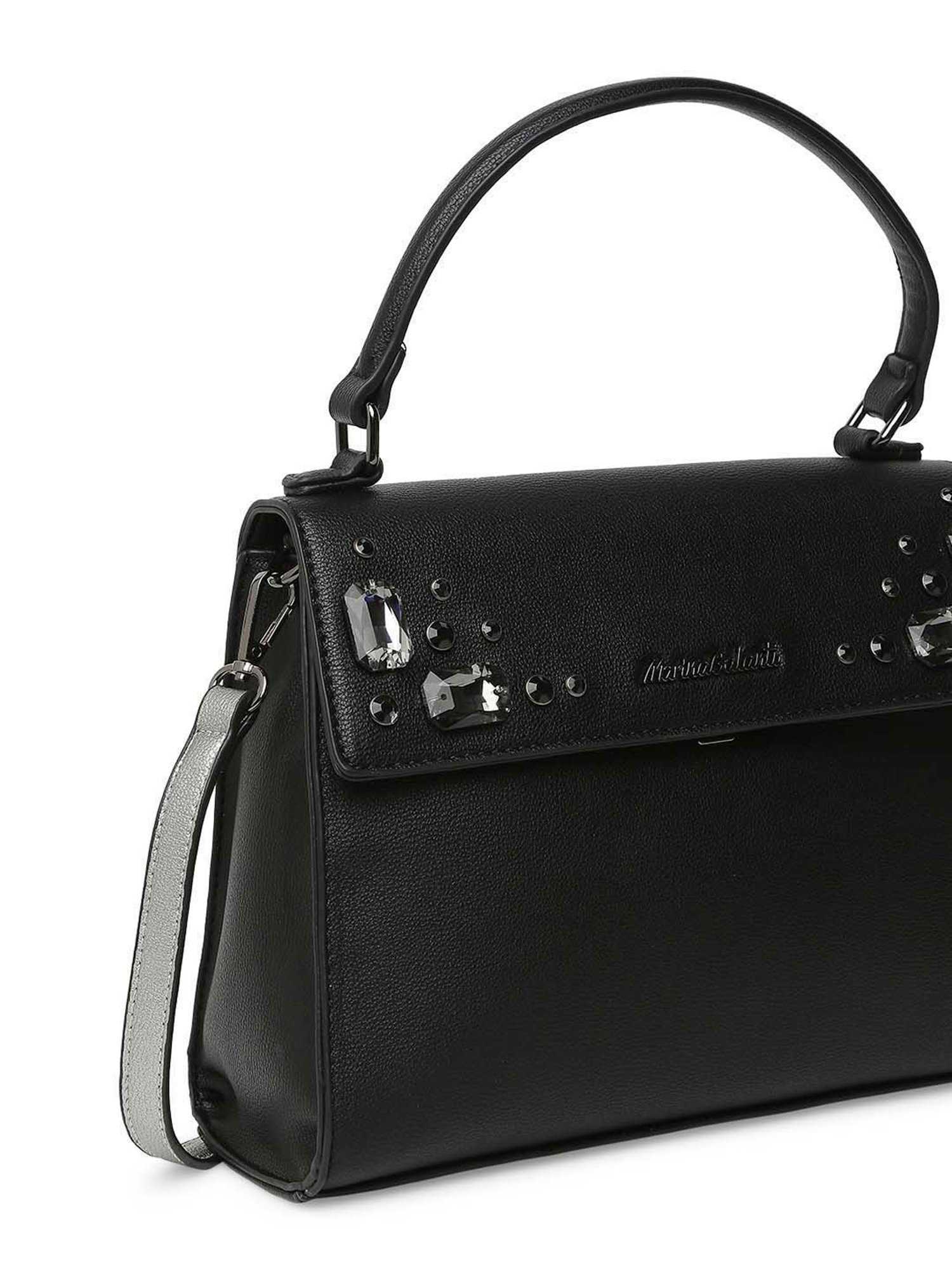 Marina Galanti Black Embellished Medium Satchel Handbag