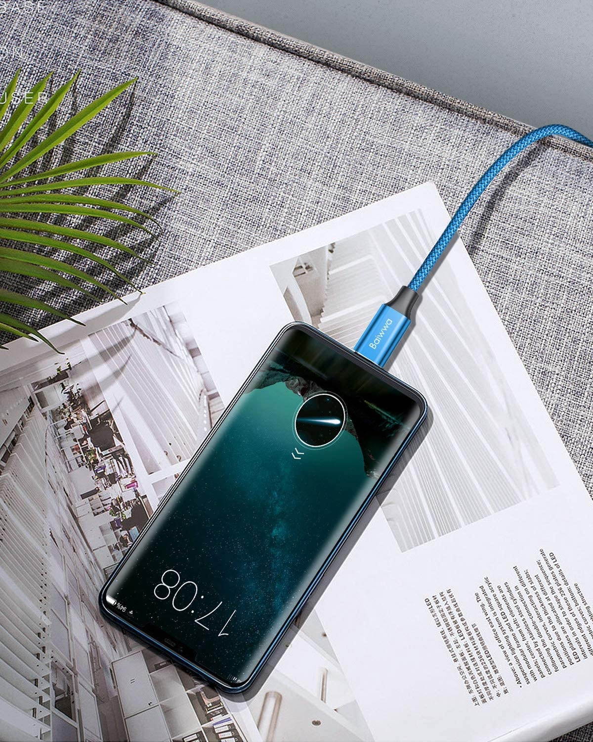 [3-Pack 1ft] Short USB Type C Cable Baiwwa 3.1A Fast Charging Cord USB A to USB C Charger Braided Cable Compatible with Samsung Galaxy S10e S20 S10 S9 Plus A10E A11 A20 A30 A50 A51 A71 Note 20 10 9