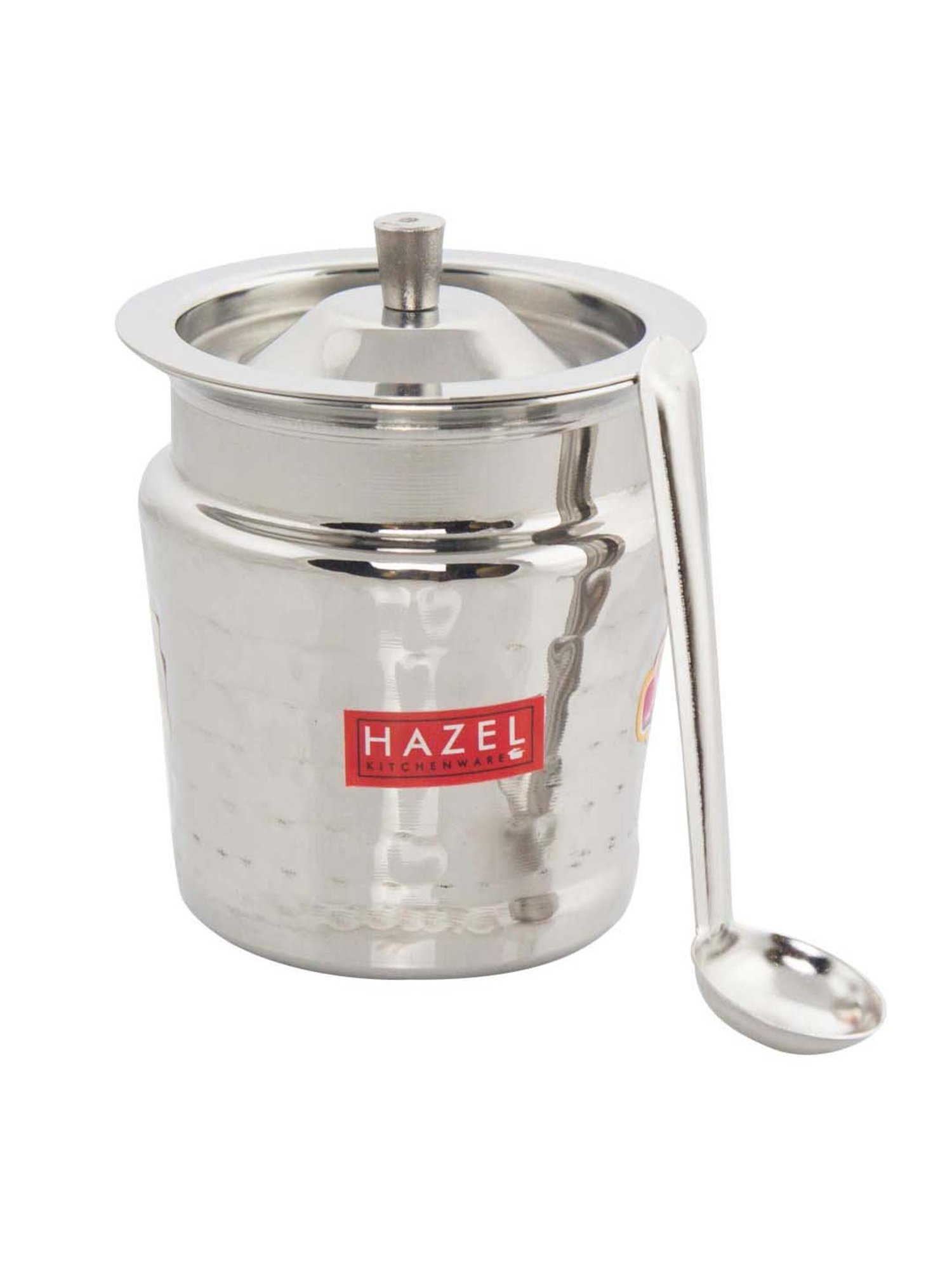 HAZEL Damaru Hammered Finish Stainless Steel Ghee Pot (300 ml) - Set of 1