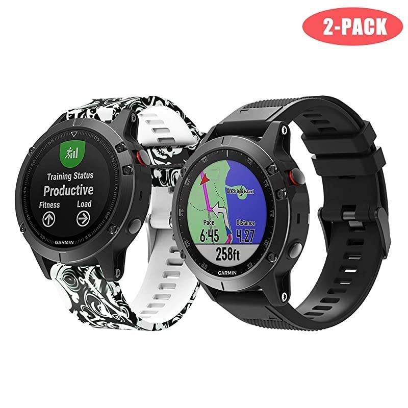 5 Band/6 Band, Compatible with Garmin 5/5 Plus/6/6 Pro/Instinct/Forerunner 935/945/Approach S60 Watch, Soft Silicone Sport Replacement Strap 22mm Quick Fit Band