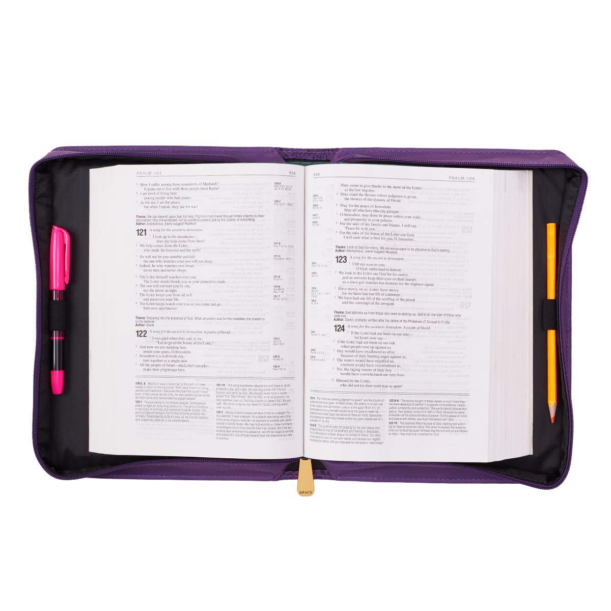 Bible Cover, I Can Do All This Floral Embossed Purple, Large