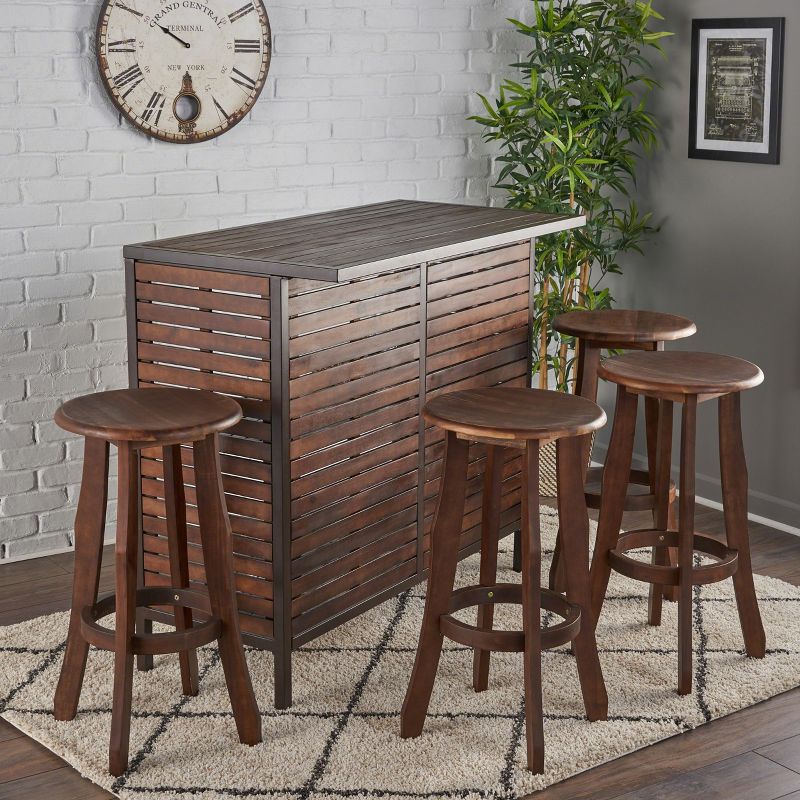 Toranto 3pc All-Weather Wicker Bar Island Set - Brown - Christopher Knight Home