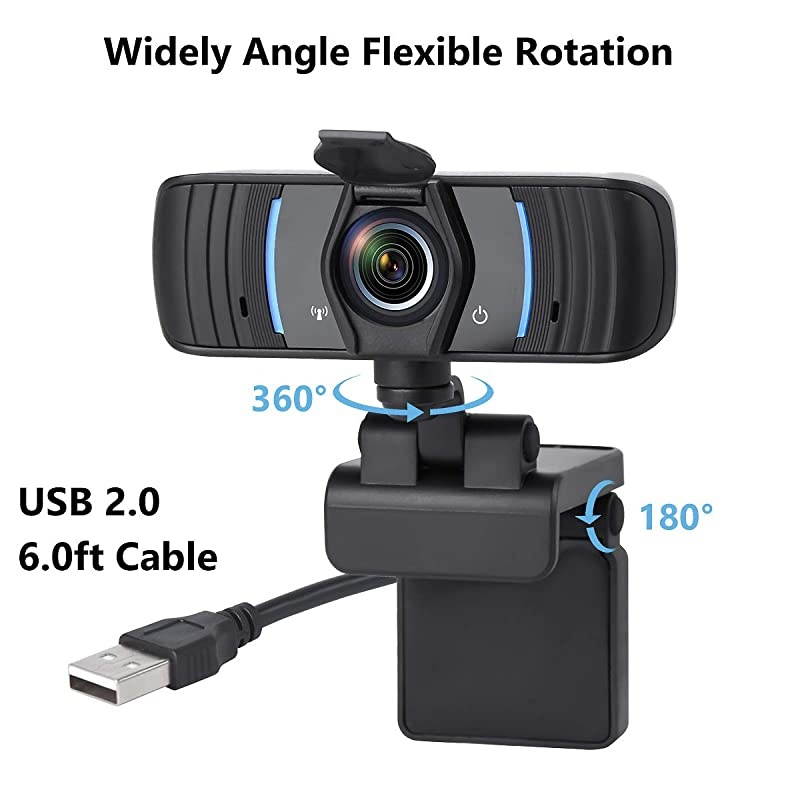 1080P Webcam with Privacy Cover, HD Webcam with Microphone with Noise Reduction, Wide Angel Laptop and Desktop USB Web Camera for Video Calling, Video Conferencing, Online Teaching or Gaming