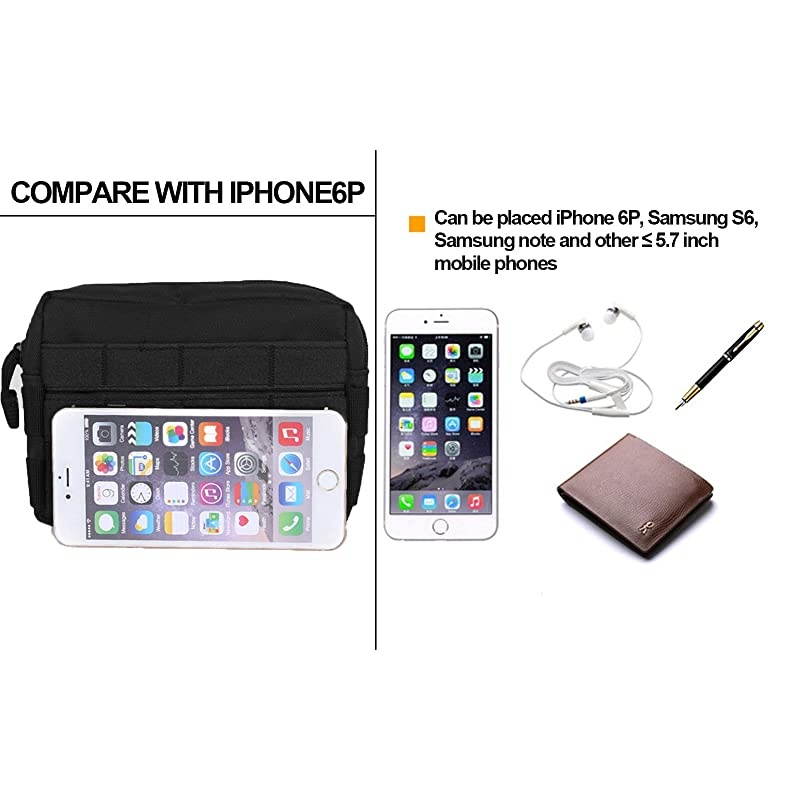 Molle Pouches Tactical Admin Pouch Compact EDC Utility Gadget Gear Pouch Military Carry Accessory Belt Hanging Waist Bag 2 PackBlack7quotL 51quotH