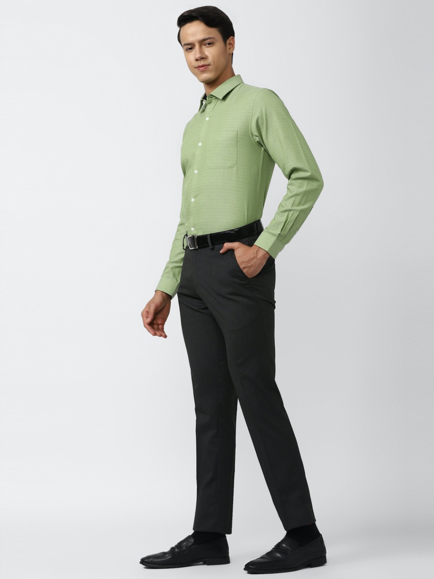 Peter England Grey Slim Fit Trousers