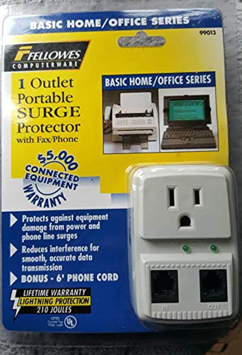 Fellowes Laptop Surge Protector 1 Outlet with Fax-Phone Protection