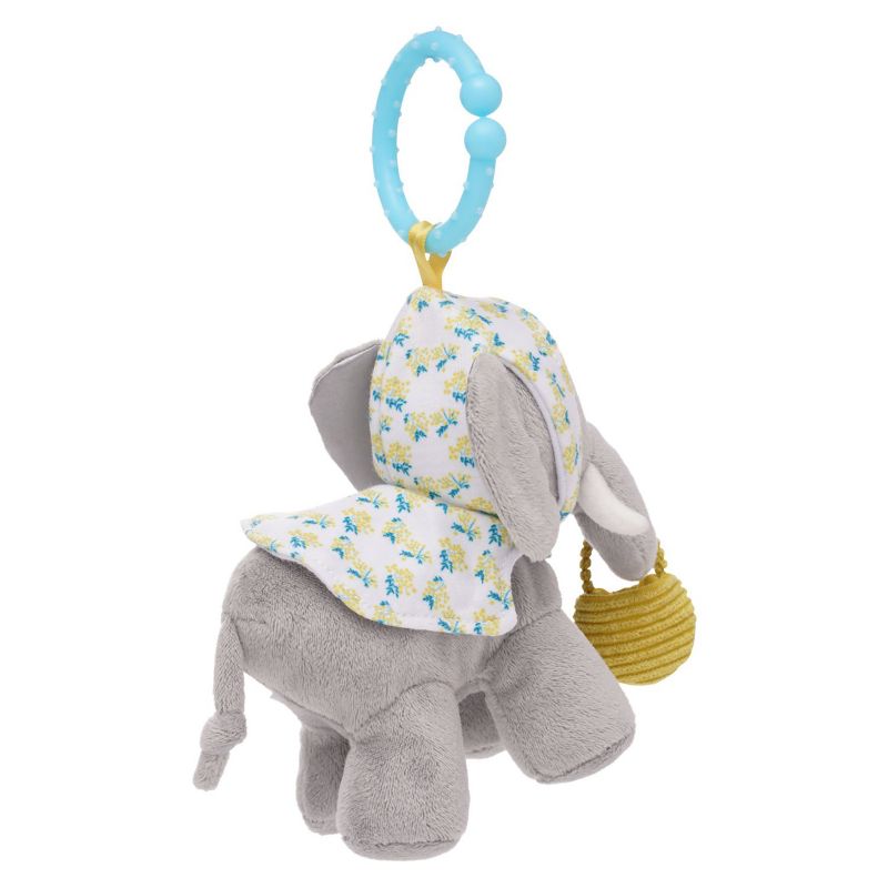 Manhattan Toy Fairytale Elephant Plush Baby Travel Toy with Chime, Crinkle Ears and Teether Clip-on Attachment