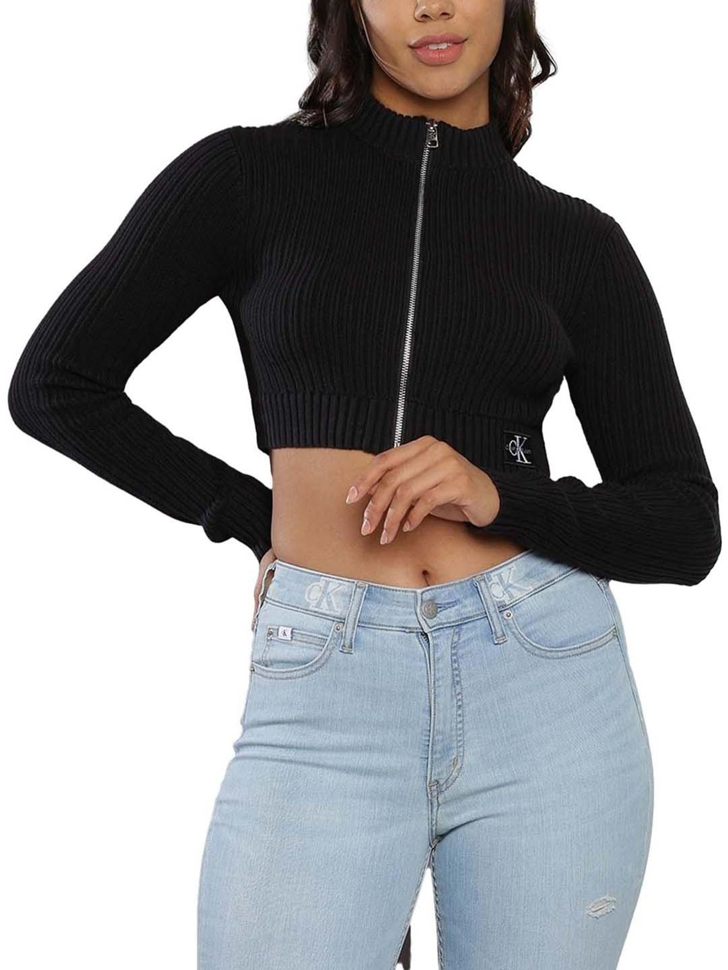 Calvin Klein Jeans Black Self Regular Fit Cardigan