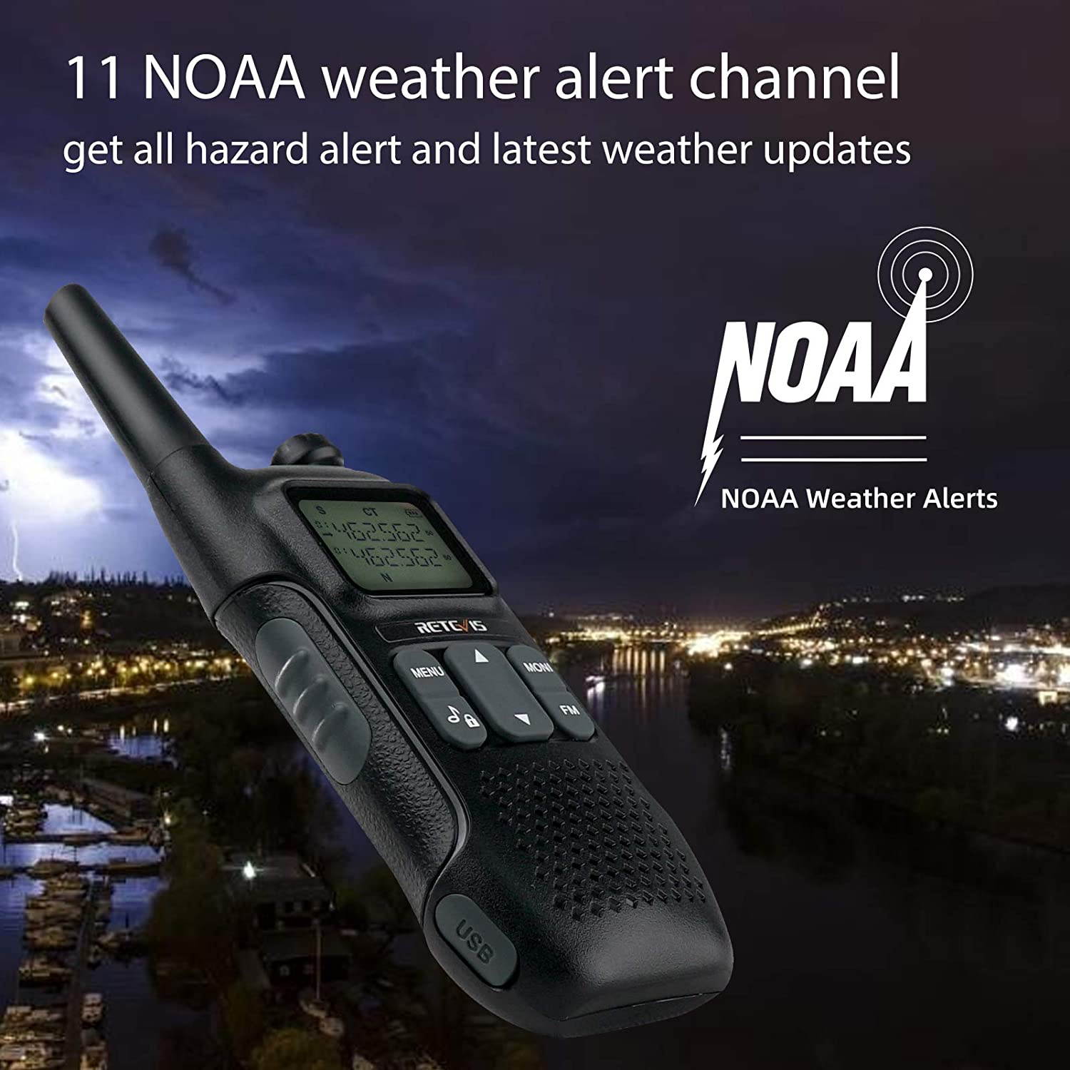 Retevis RT16 Walkie Talkies for Adults,Long Range Rechargeable Two Way Radio,Flashlight NOAA VOX,2 Way Radio for Camping Climbing Hiking Traveling Indoor Outdoor (4 Pack)