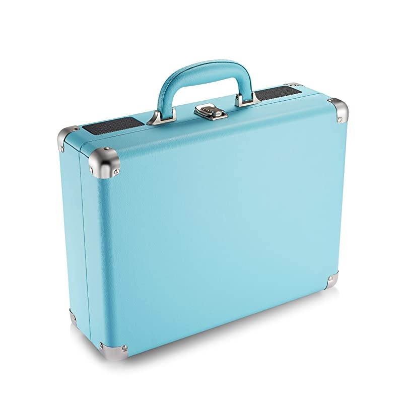 Stereo Blue Record Player 3 Speed Portable Turntable Suitcase Built in 2 Speakers RCA Line Out AUX Headphone Jack PC Recorder