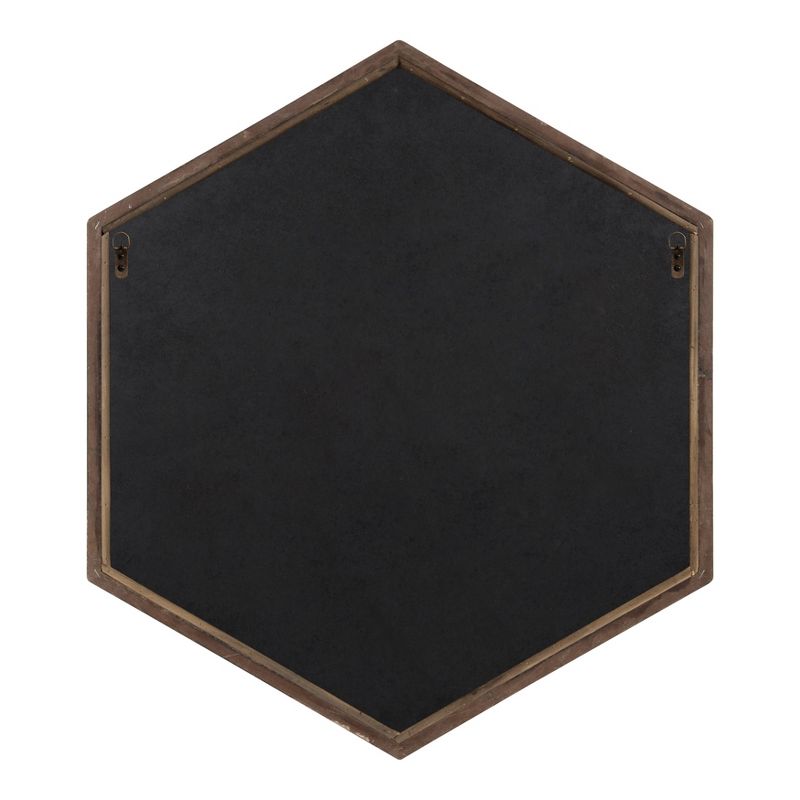 30" Yandel Hexagon Wooden Wall Mirror Brown - Kate and Laurel