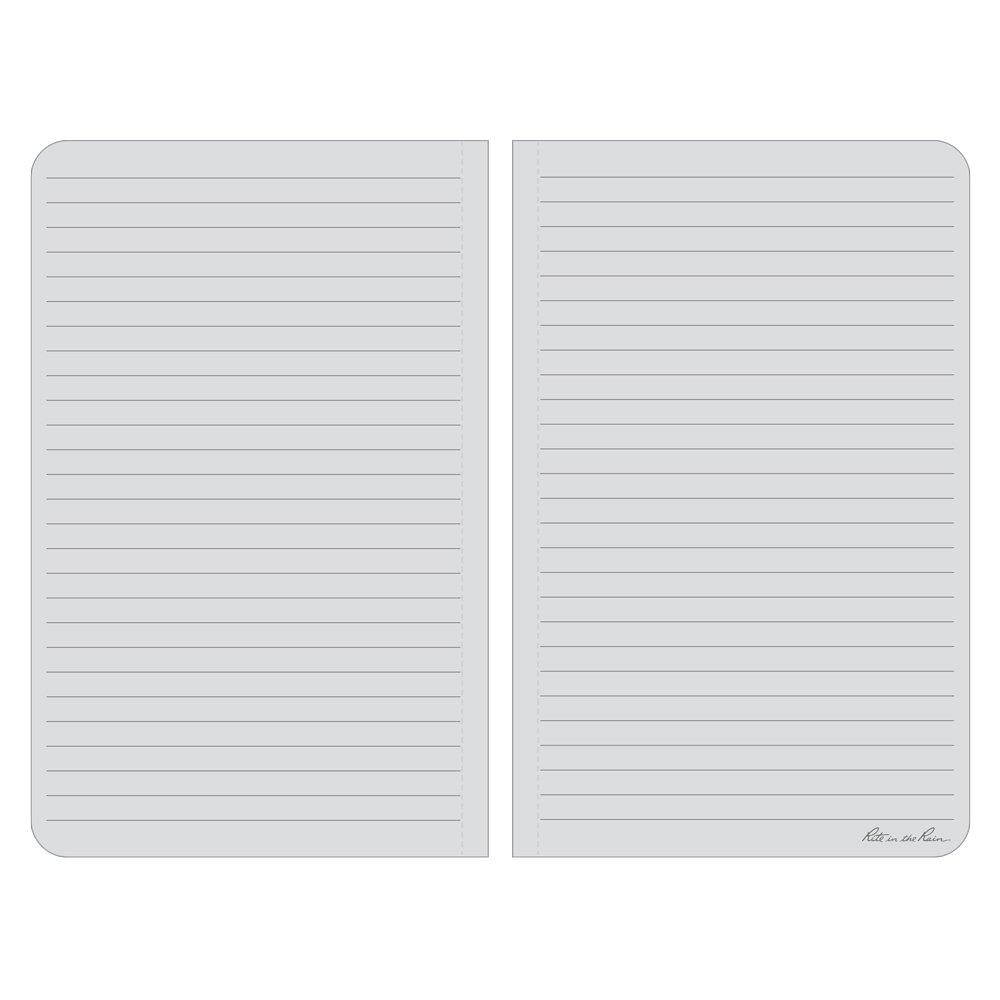 Rite in the Rain Weatherproof Hard Cover Notebook, 4 3/4" x 7 1/2", Black Cover, Journal Pattern (No. 790F)