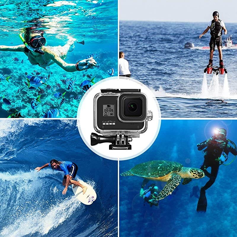 60M/ 196FT Waterproof Case for Gopro Hero 8 Housing,  Underwater Hero 8 Protective Housing Case Shell Bracket Gopro Hero8 Accessories, Diving Case for Go Pro Action Camera