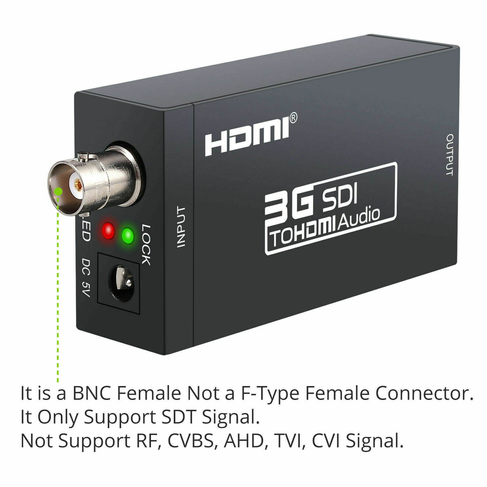 New Mini HD 1080P 3G SDI to HDMI Converter Support SD-SDI, HD-SDI and 3G-SDI Signals Showing on HDMI Display AY30