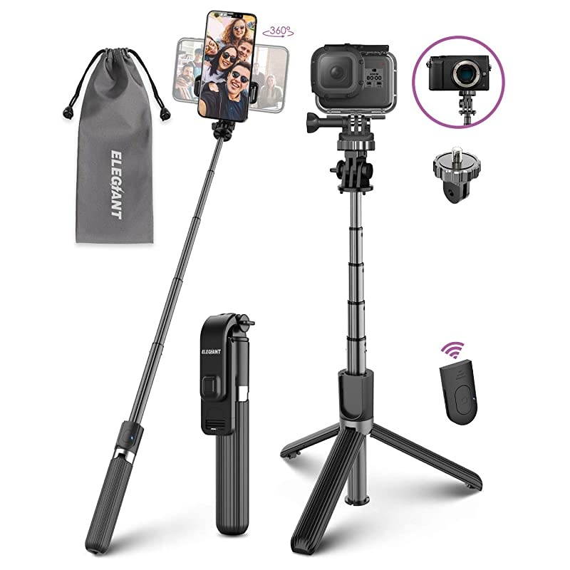 Selfie Stick Tripod,  Lightweight Aluminum All in One Extendable Selfie Stick Bluetooth with Remote Compatible with iPhone 12/12 Pro/11/XS Max/XS/XR/8P, Galaxy S20/S10/S9, Gopro, Small Camera