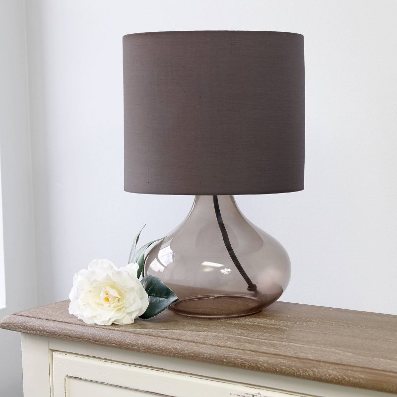 Glass Raindrop Table Lamp with Fabric Shade Gray - Simple Designs