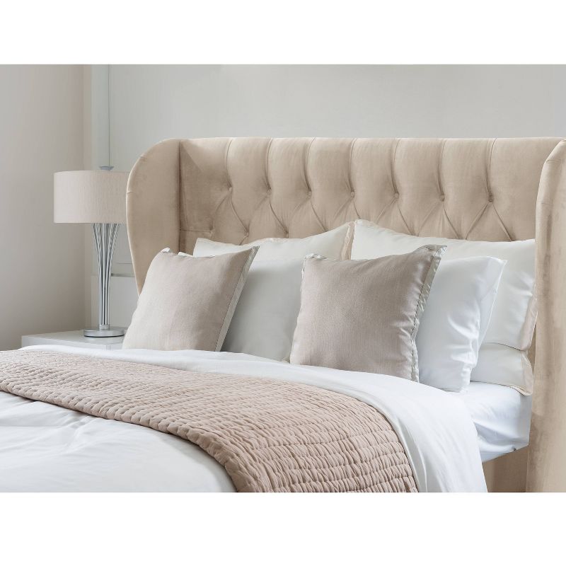 Full Tufted Wingback Bed Velvet Pearl - Skyline Furniture