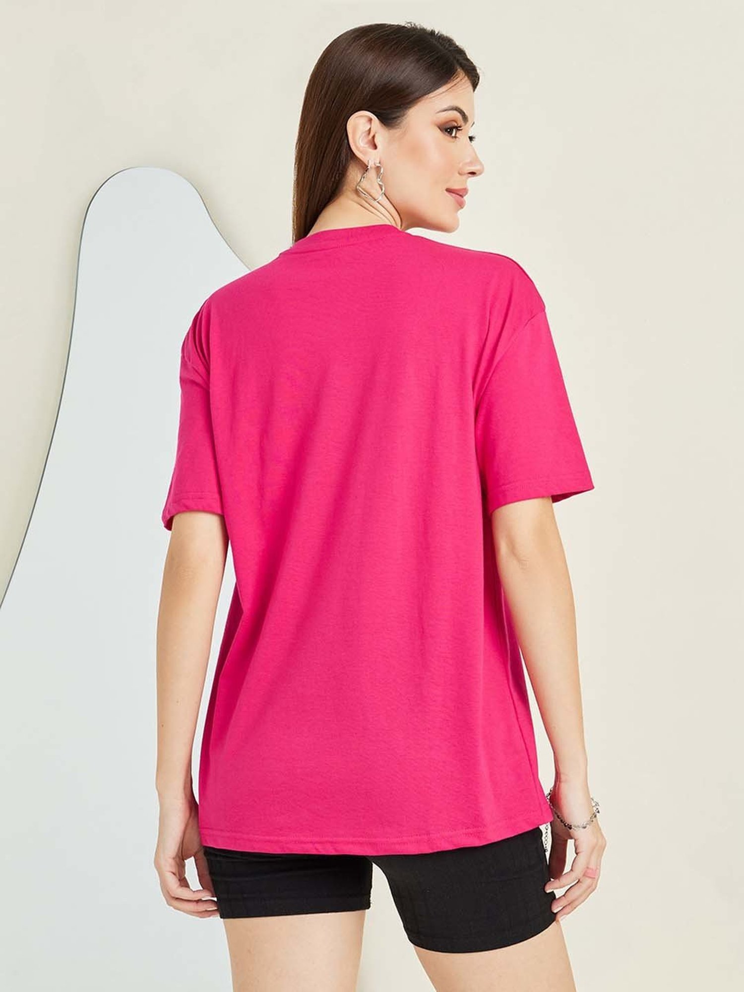 Styli Pink Printed T-Shirt