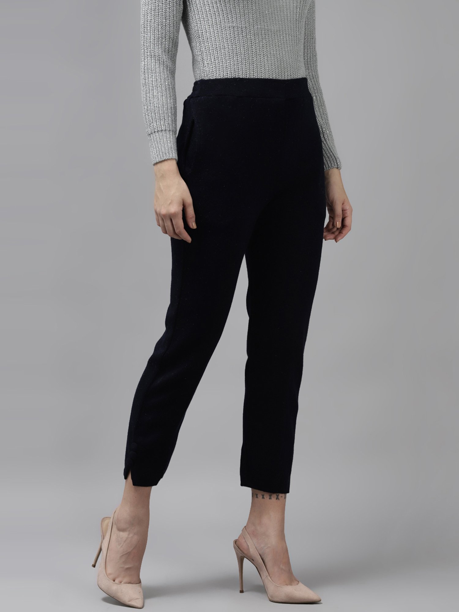 Cayman Navy Mid Rise Trousers