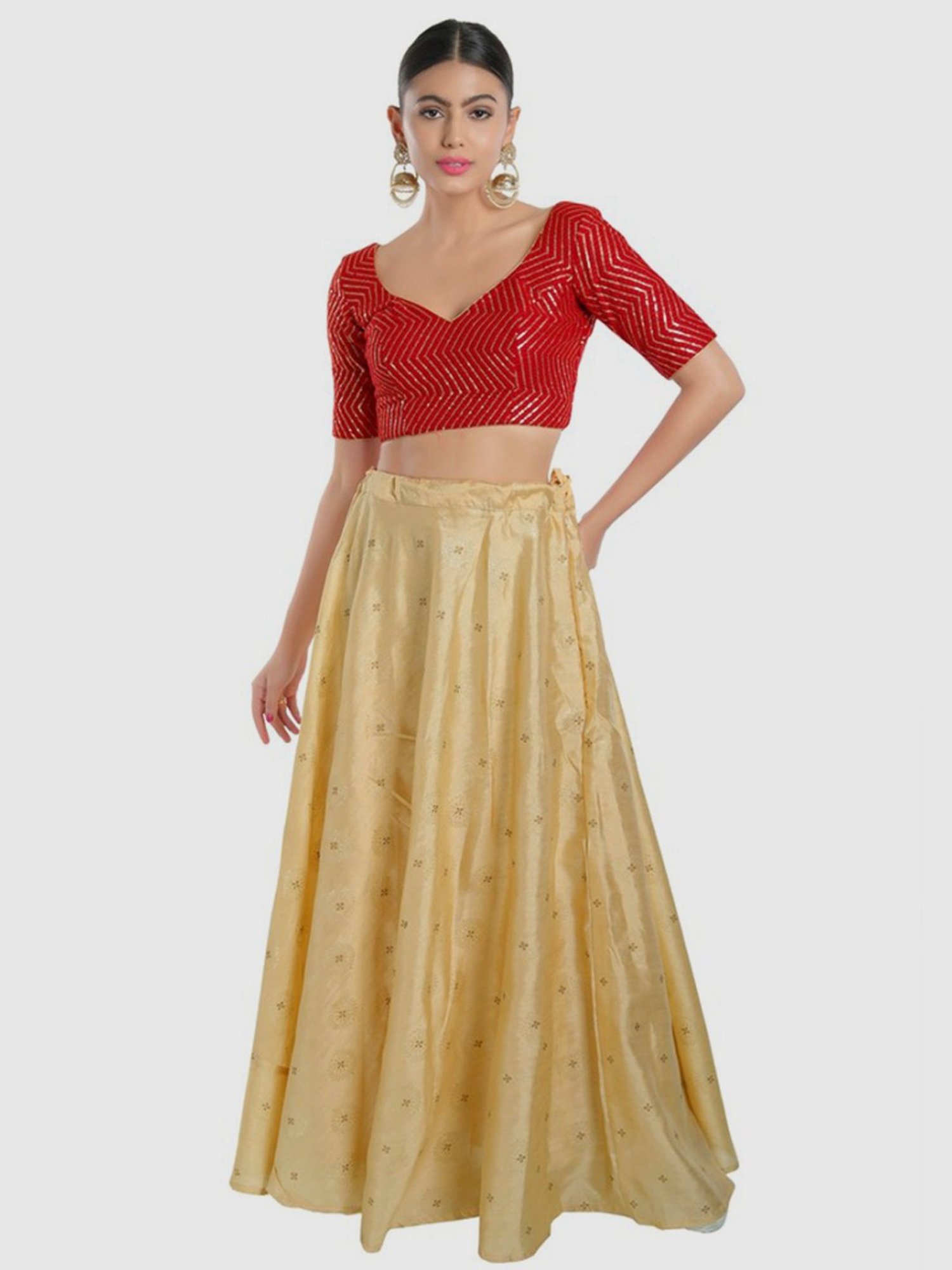 Salwar Studio Red Embellished Readymade Blouse