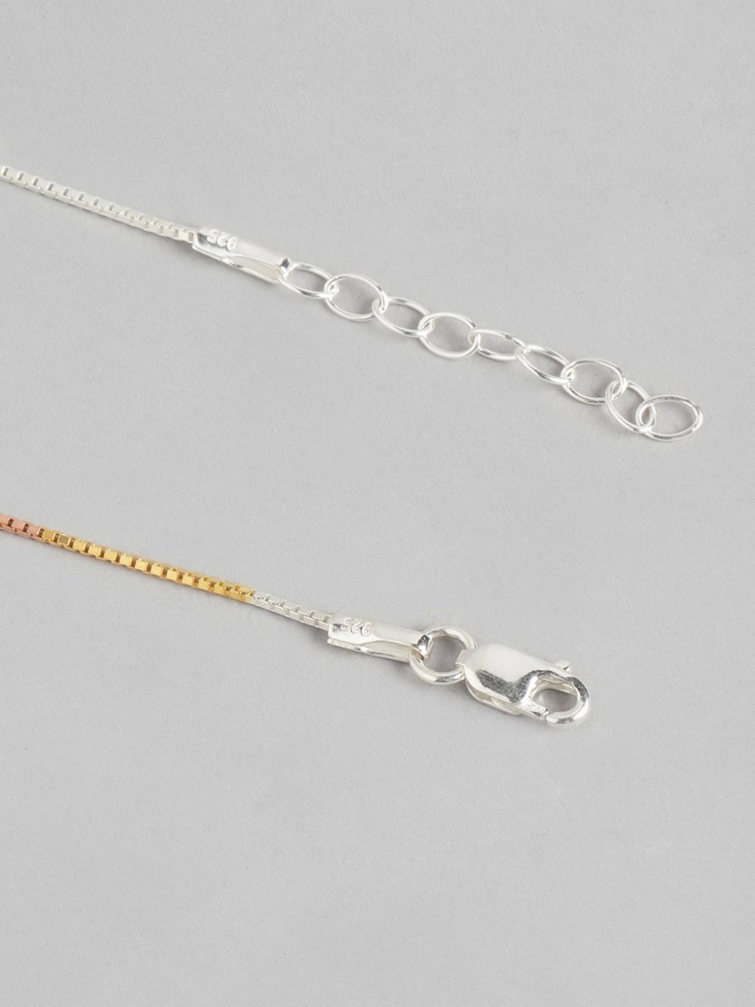 Zavya 925 Sterling Silver Radiant Allure TriColor Flexible fit Bracelet For Women