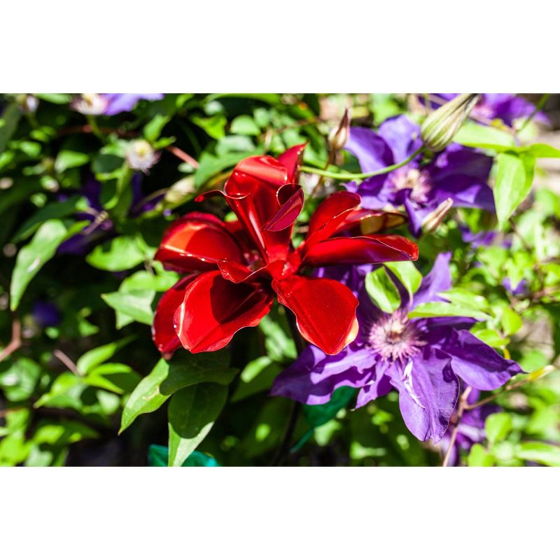 39" Metal Rose Spinning Garden Stake Red - Exhart