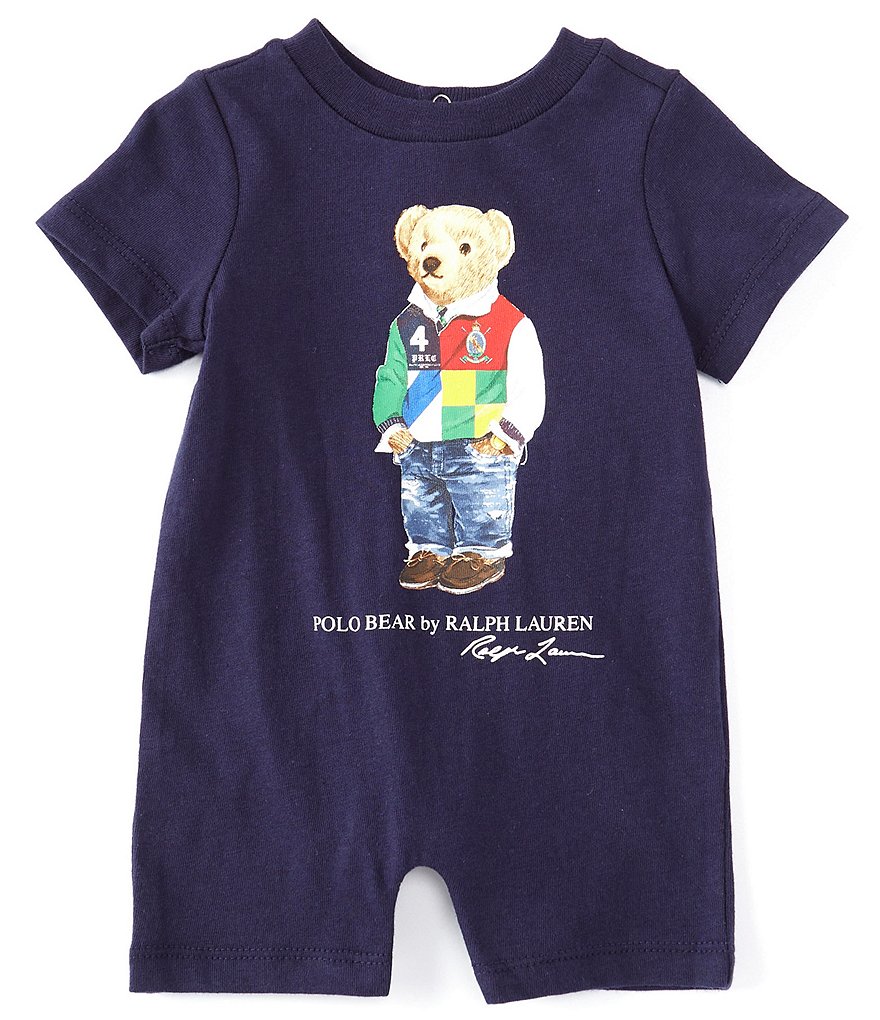 Ralph Lauren Baby Boys Newborn-9 Months Short-Sleeve Rugby Polo Bear Shortall