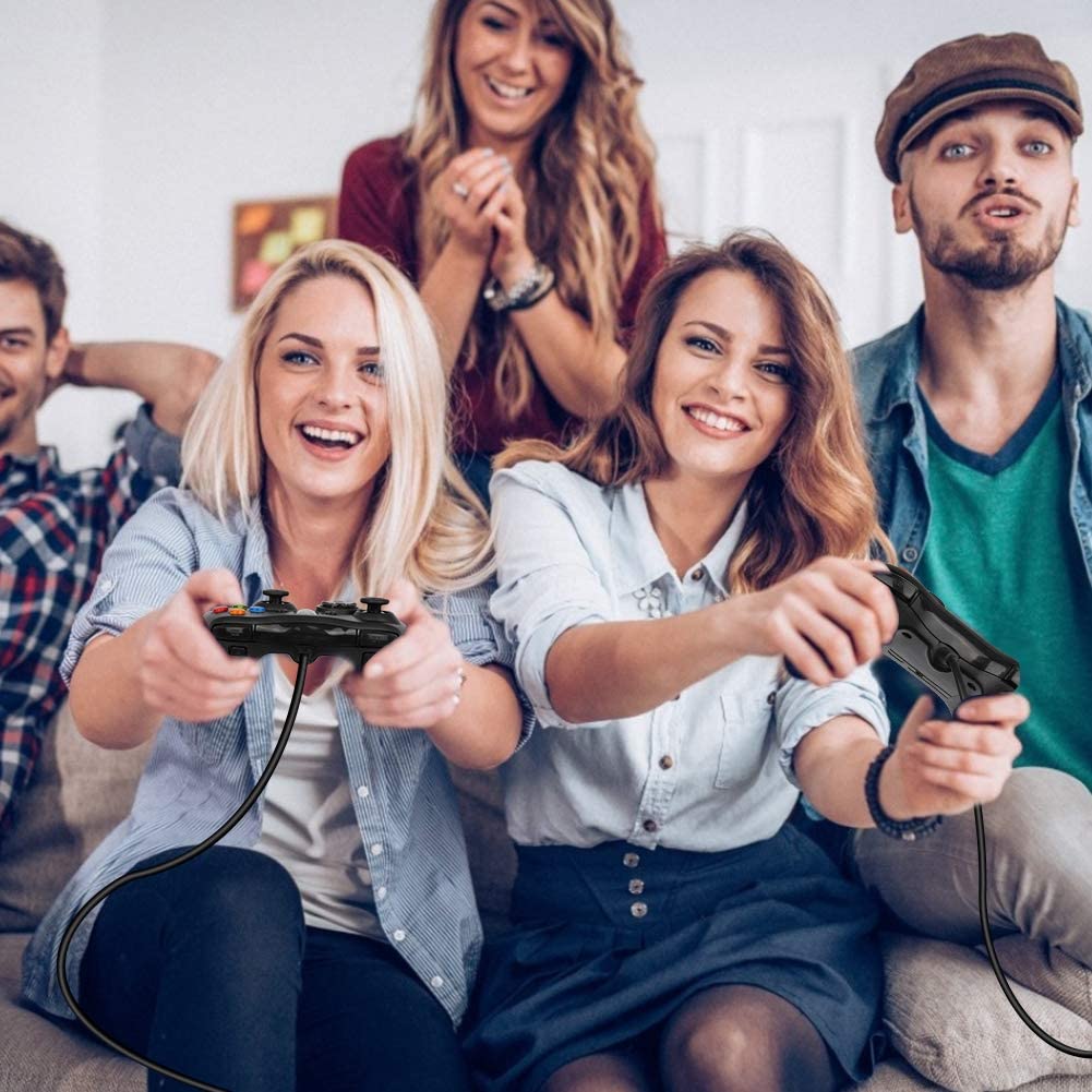 360 PC Game Wired Controller for Microsoft Xbox 360 and Windows PC (Windows 10/8.1/8/7) with Dual Vibration and Ergonomic Wired Game Controller (Black 1)