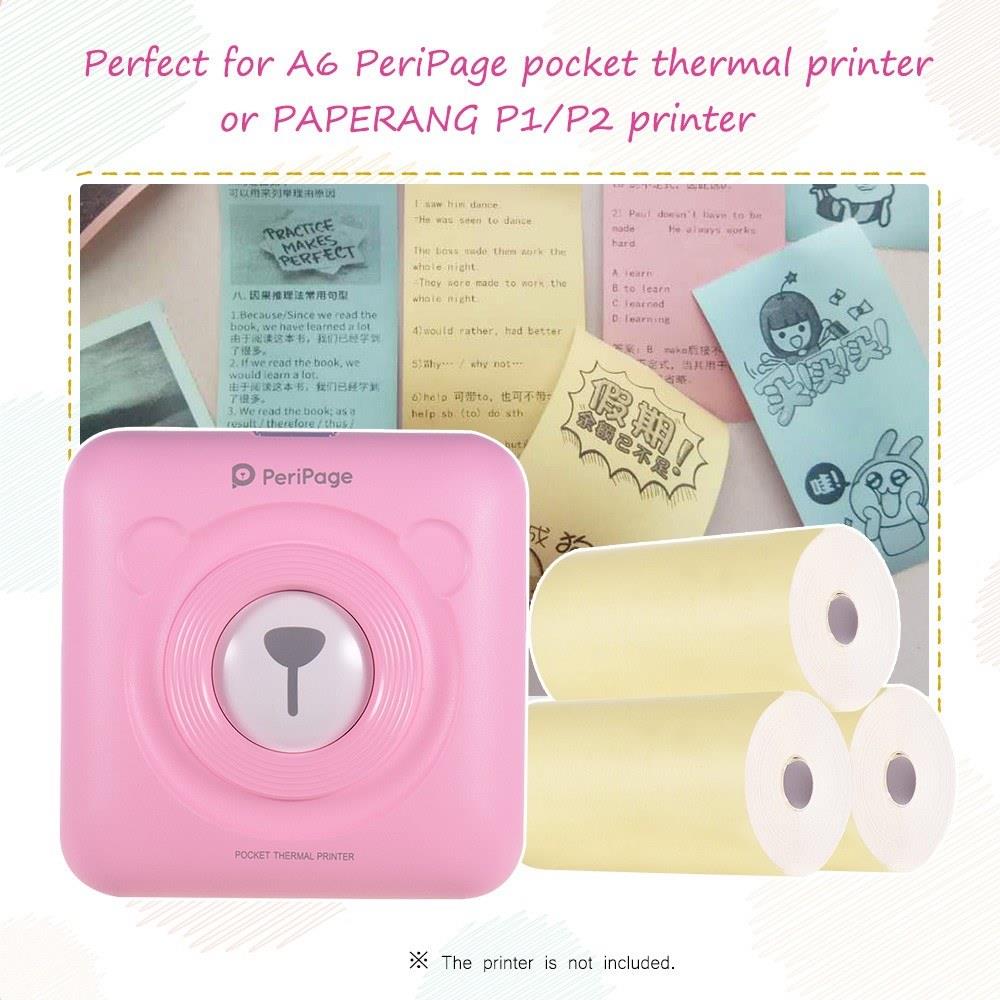 Color Thermal Paper Roll 57*30mm (2.17*1.18in) Bill Receipt Photo Paper Clear Printing for PeriPage A6 Pocket Thermal Printer for PAPERANG P1/P2 Mini Photo Printer, 3 Rolls