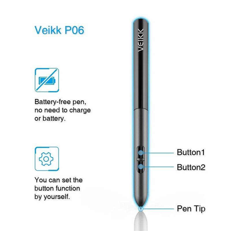 OSU! Drawing Tablet VEIKK S640 Graphic Drawing Tablet Ultra-Thin 6x4 Inch Pen Tablet with 8192 Levels Battery-Free Passive Pen