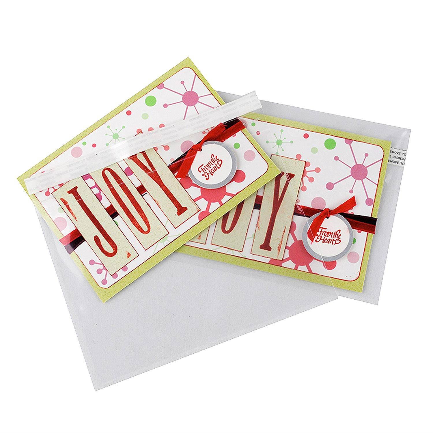 5.5" x 7.5" Photo & Postcard Envelope Crystal Clear, Permanent Tape (5" x 7? Insert Size) Perfect for Invitations & Announcments - Box of 100