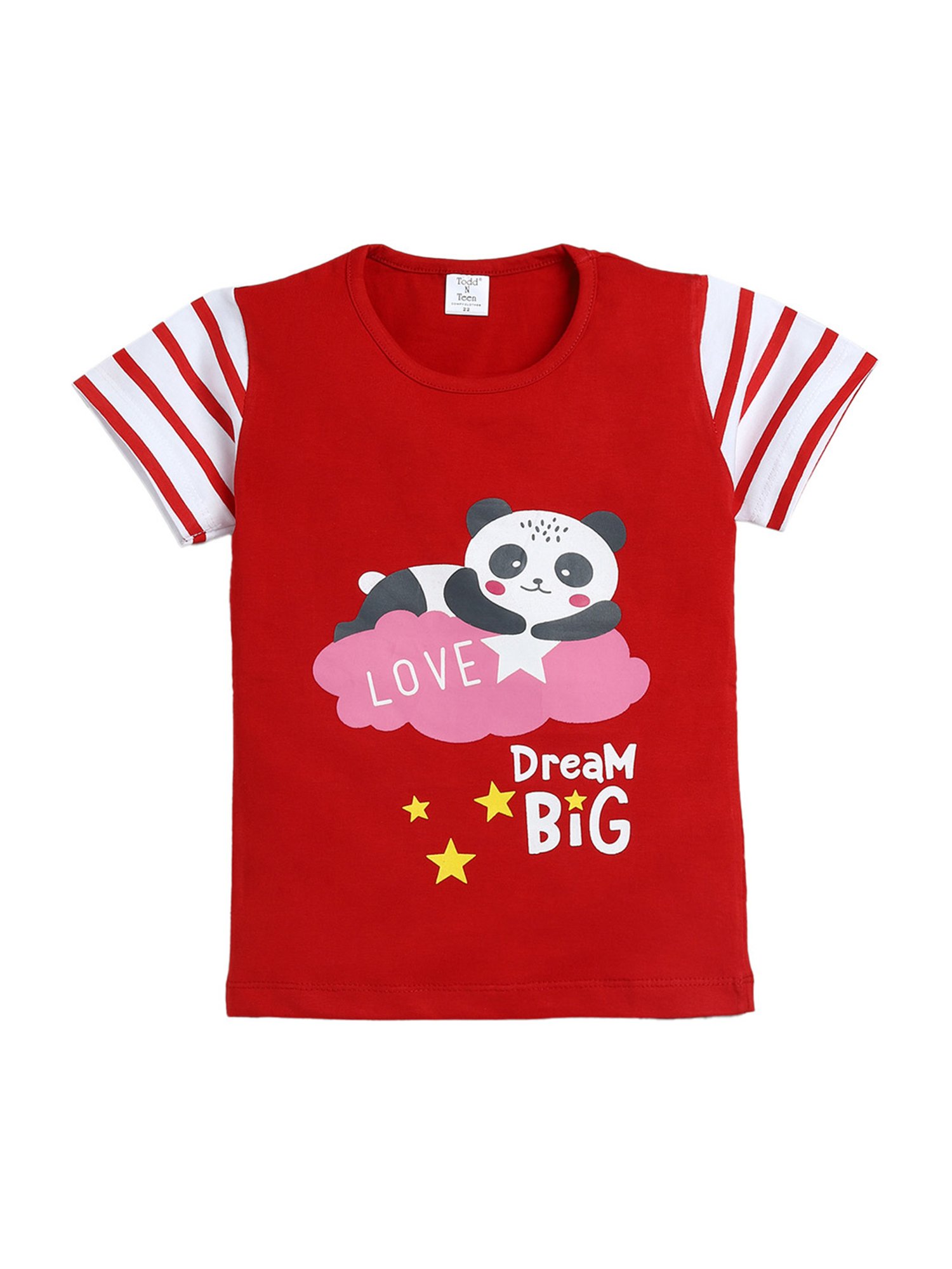 Todd N Teen Girls Red & Black Cotton Printed T-Shirt Set