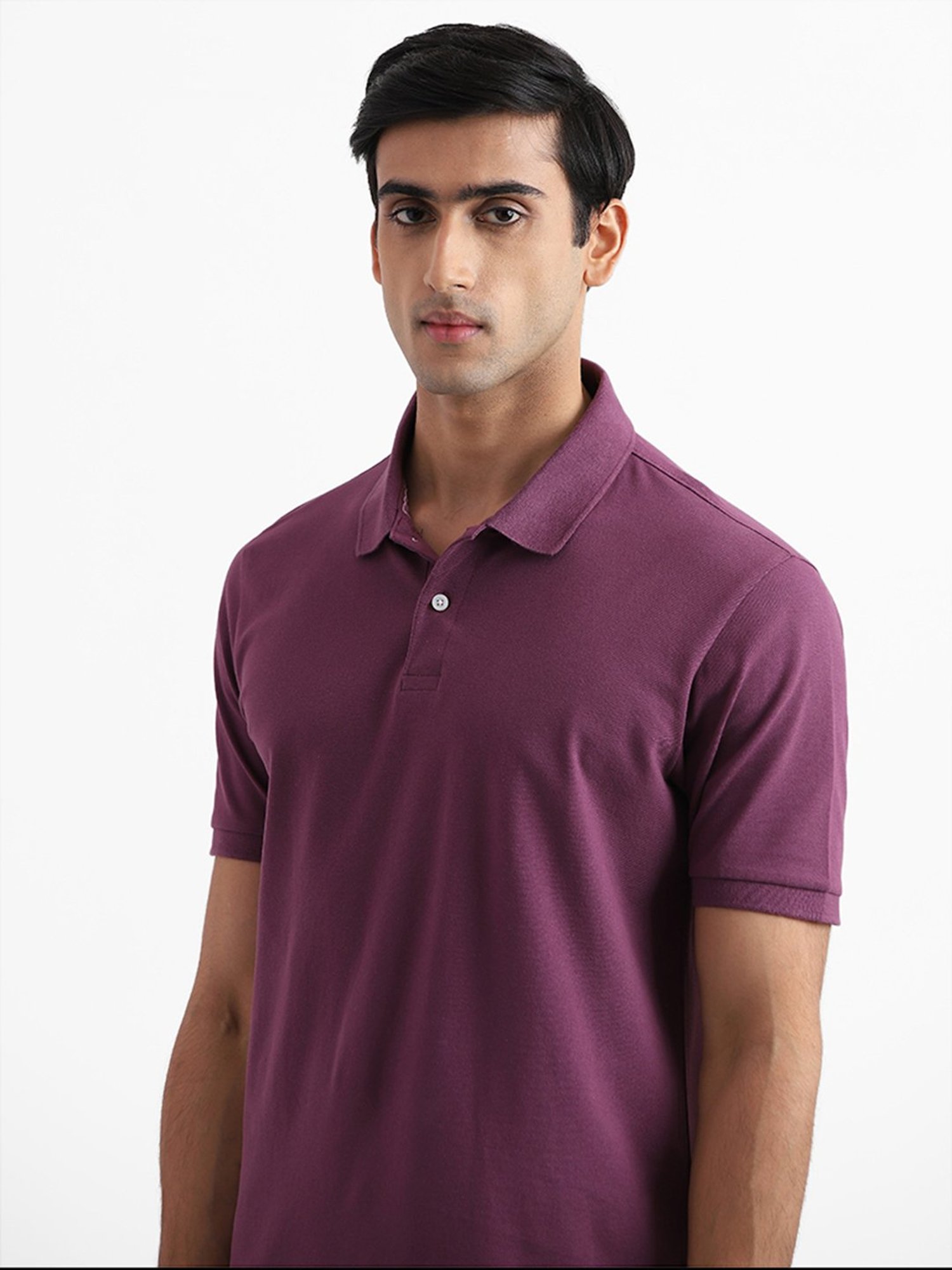 WES Casuals by Westside Solid Mauve Relaxed Fit T-Shirt