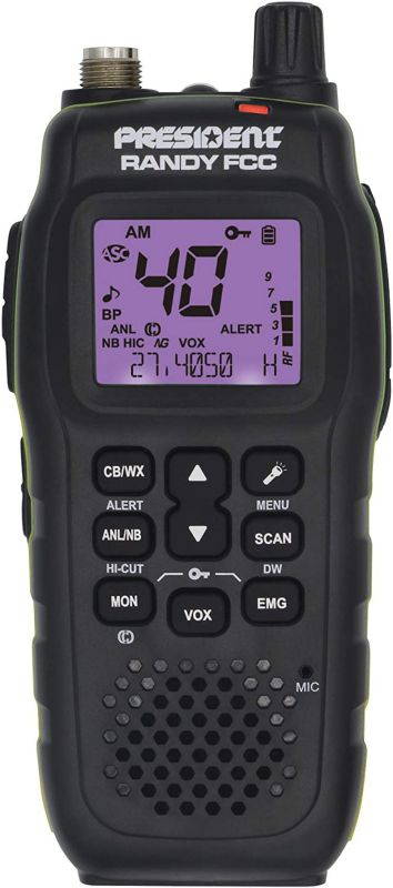 President Randy FCC Handheld or Mobile CB Radio with Weather Channel and Alerts