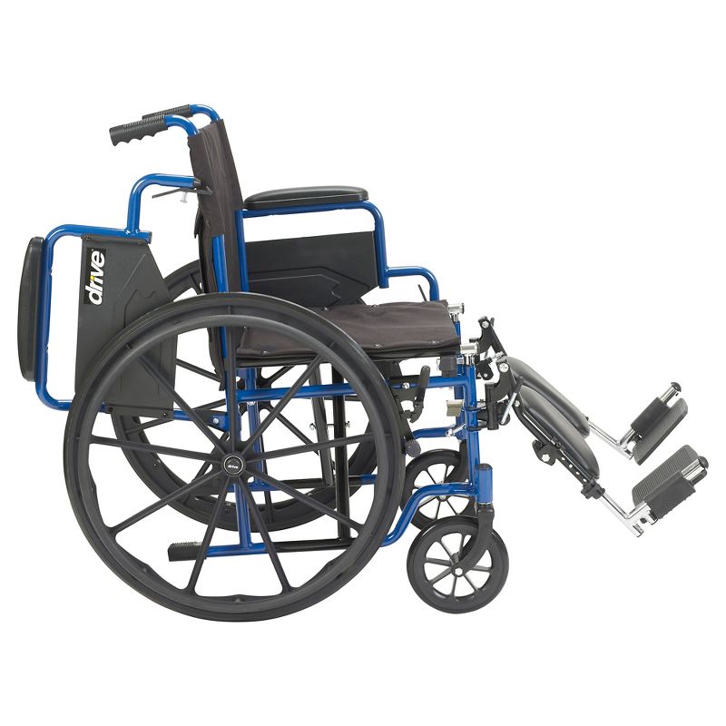 Drive Medical Blue Streak Wheelchair with Flip Back Desk Arms, Elevating Leg Rests, 20" Seat
