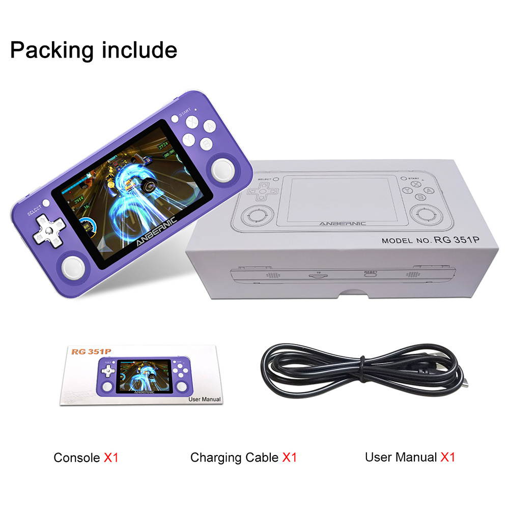 ANBERNIC RG351P 64GB 2500 Games IPS HD Handheld Game Console Support for PSP PS1 N64 GBA GBC MD NEOGEO FC Games Player 64Bit RK3326 Linux System OCA Full Fit Screen