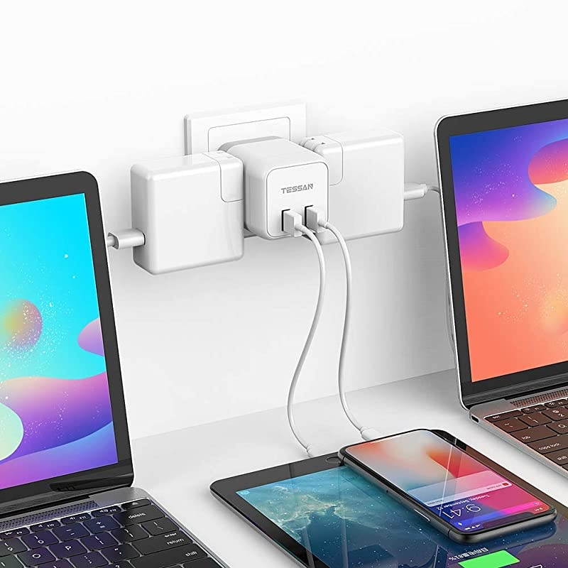 Schuko European Travel Plug Adapter  France Germany Power Adapter with 2 USB 3 American Outlets Type EF Plug Adapter for US to Europe German Frence Iceland Spain Russia Poland EU