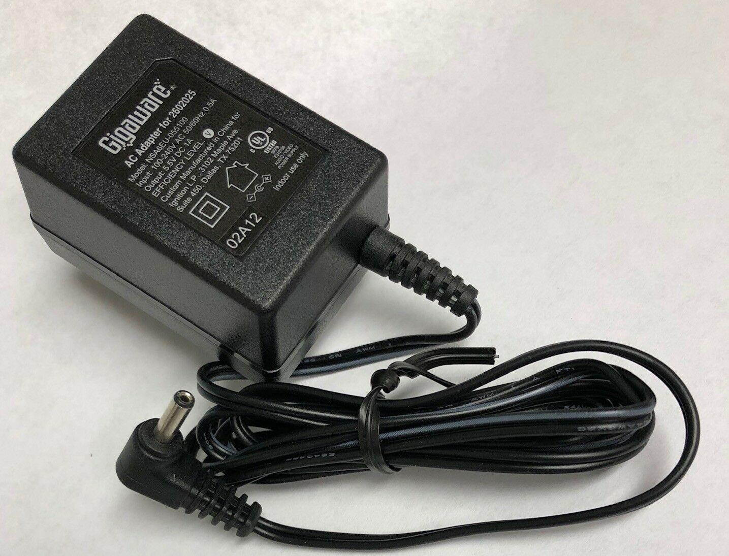 New Gigaware NSA6EU-050100 Power Supply AC Adapter for 2602025 Output DC 5.5V 1A