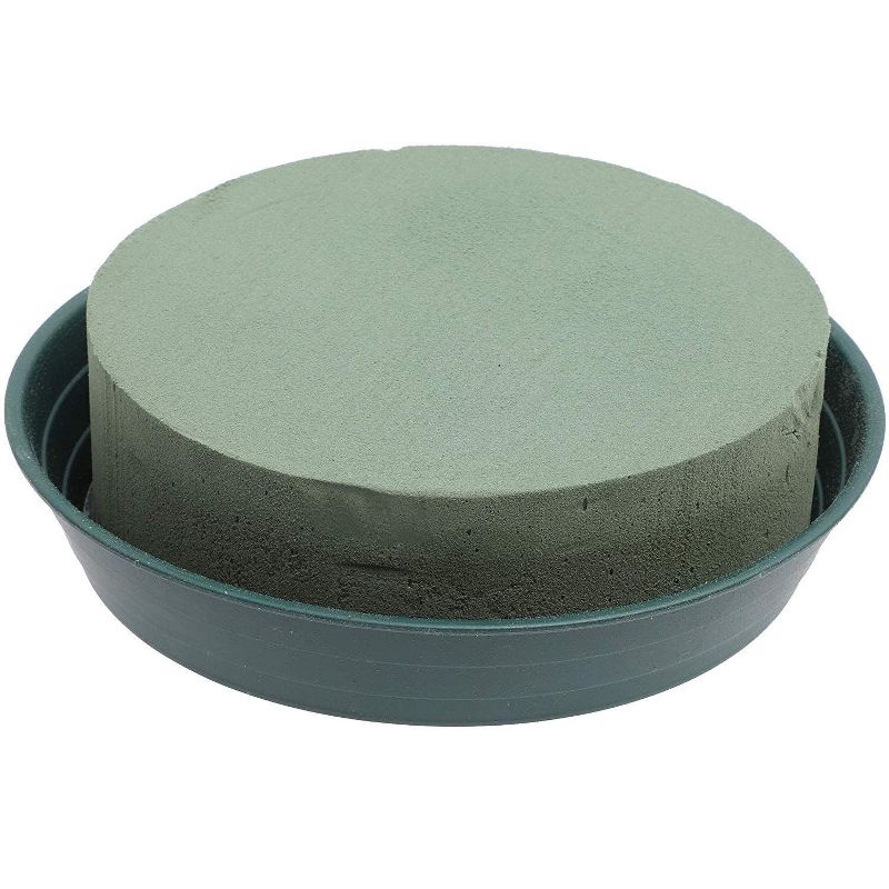 4 Pack 7 In Round Wet Floral Flower Foam Base Arrangement Set for Florist Crafts Fresh Flowers Home Party Decorations, Green