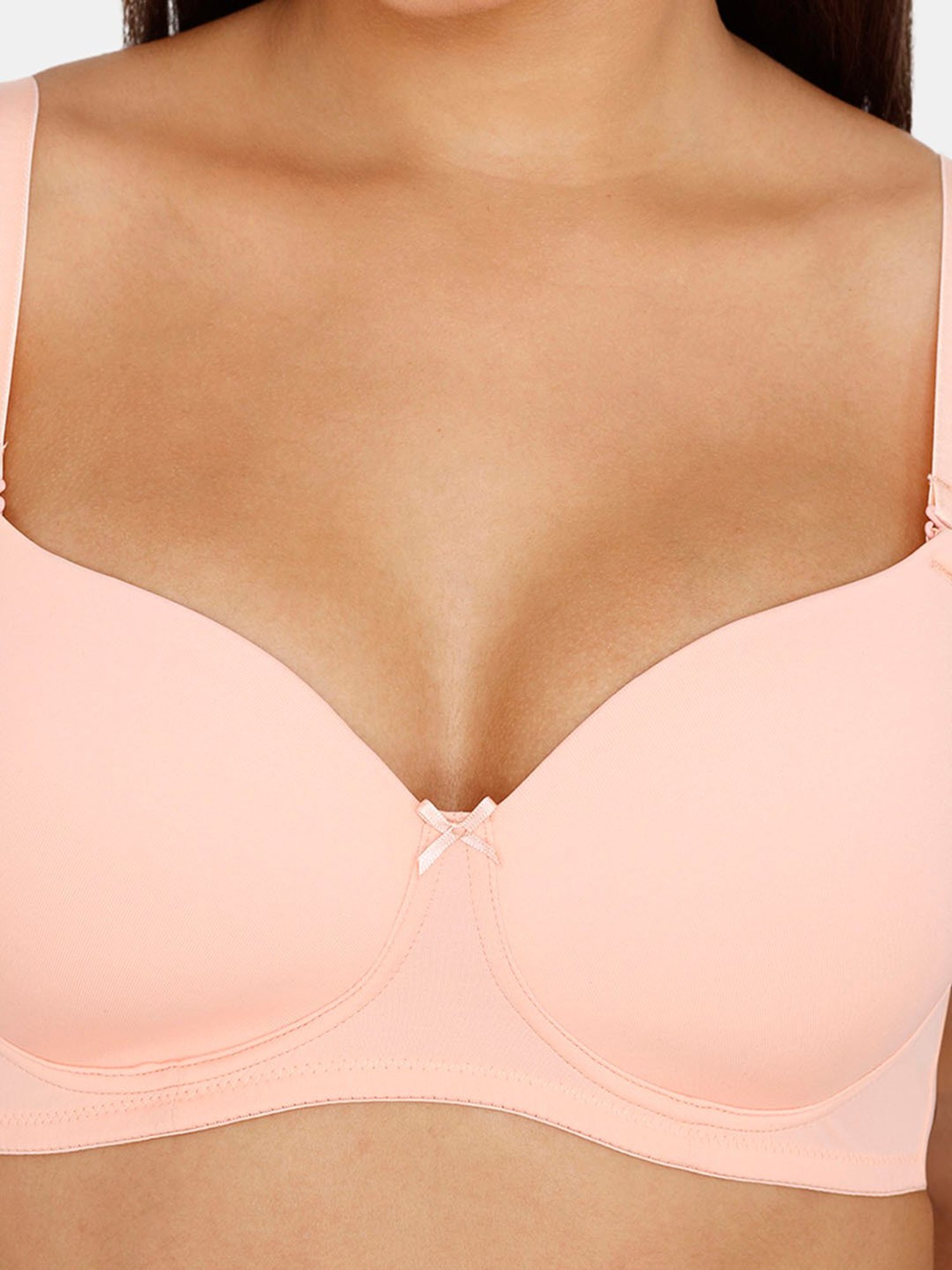 Zivame Peach Non-wired Padded T-Shirt Bra
