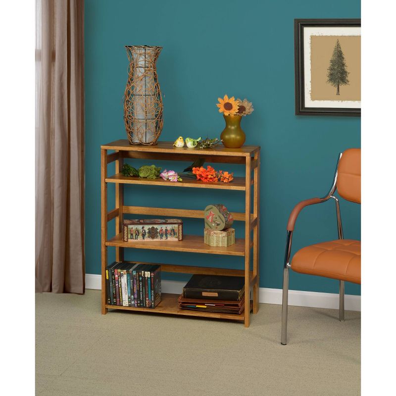 34" Cakewalk High Folding Bookcase Medium Oak - Regency