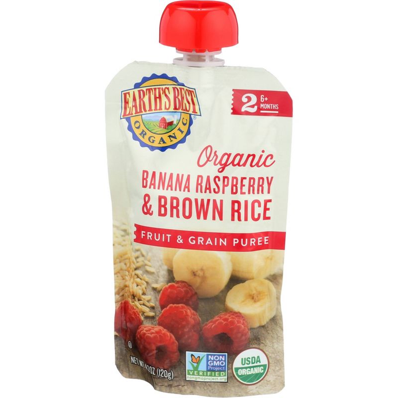 Earth's Best Organic Banana Raspberry & Brown Rice Baby Food Pouch - 4.2oz