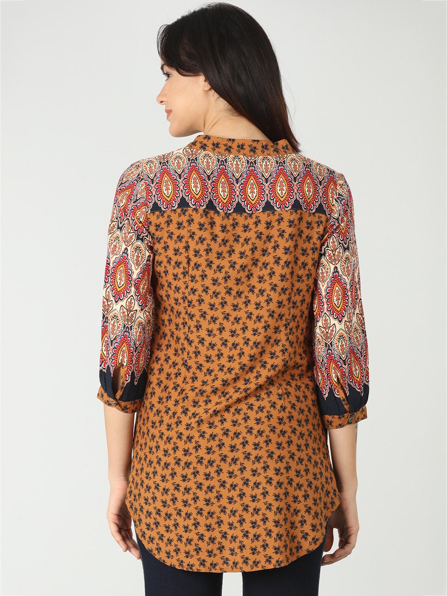 Mustard Multicolor Rayon Printed Shirt