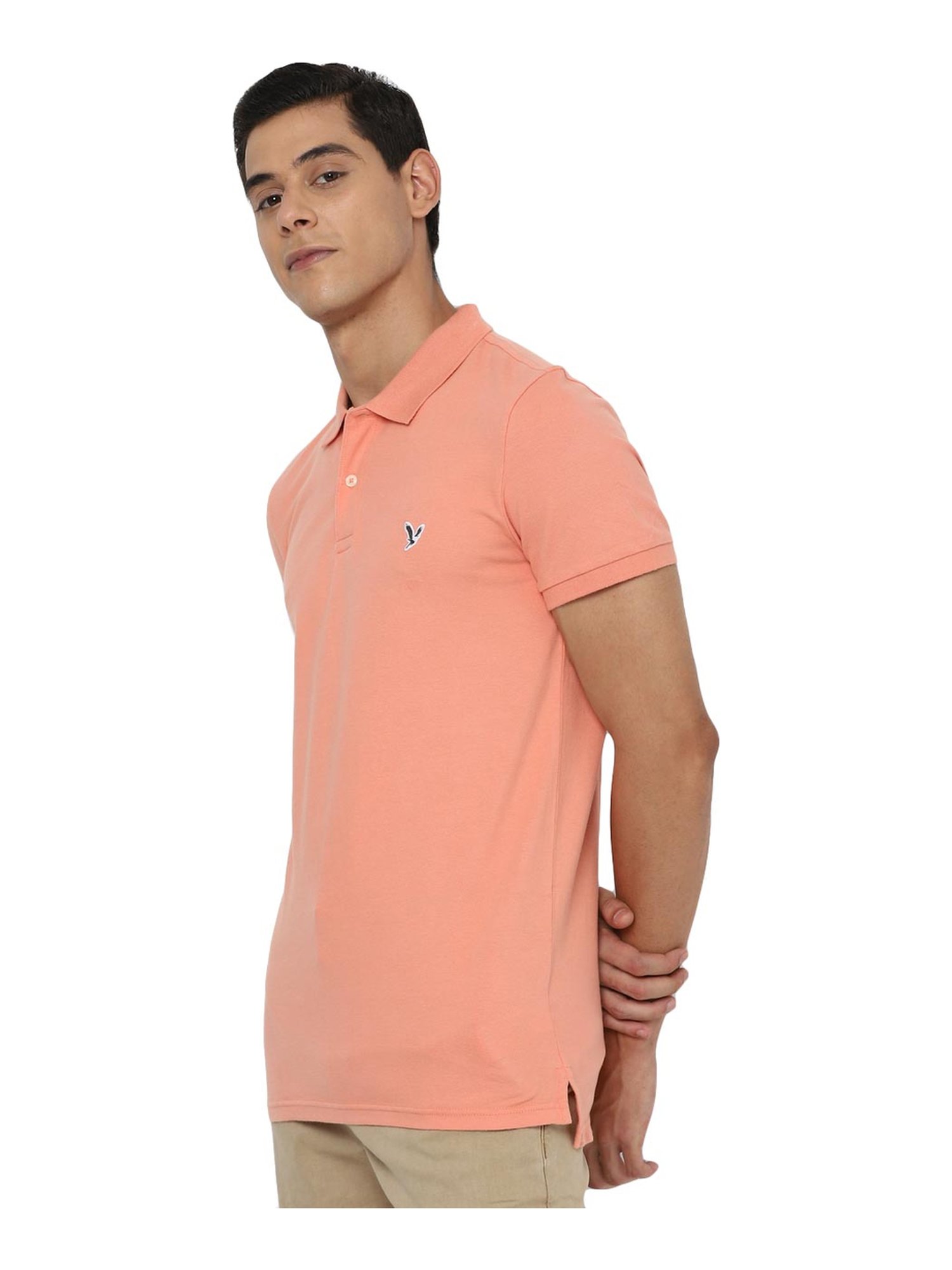 American Eagle Peach Cotton Slim Fit Polo T-Shirt