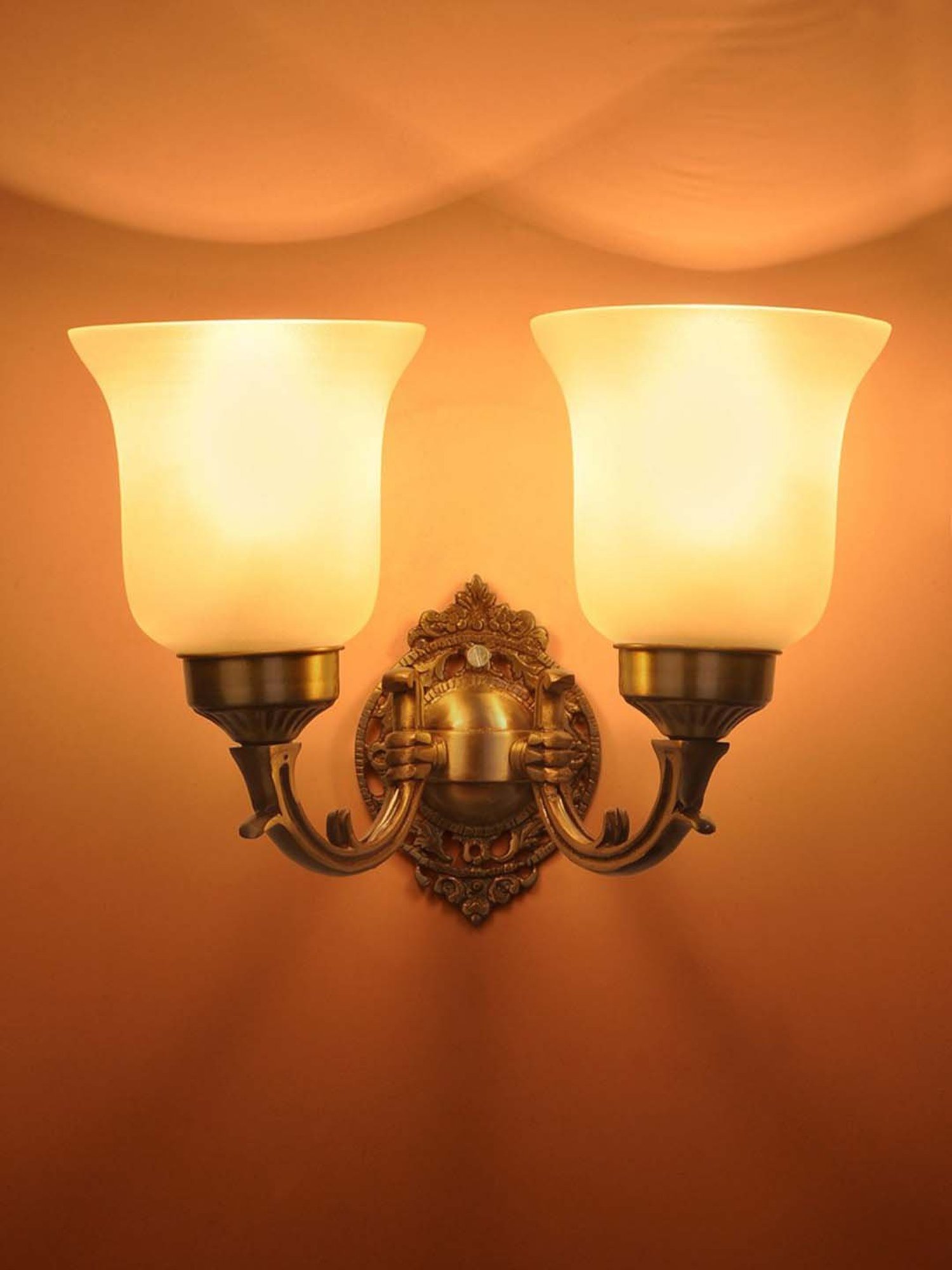 Fos Lighting Antique Brass Usha Double Wall Light (Bulb not included) - Set of 1