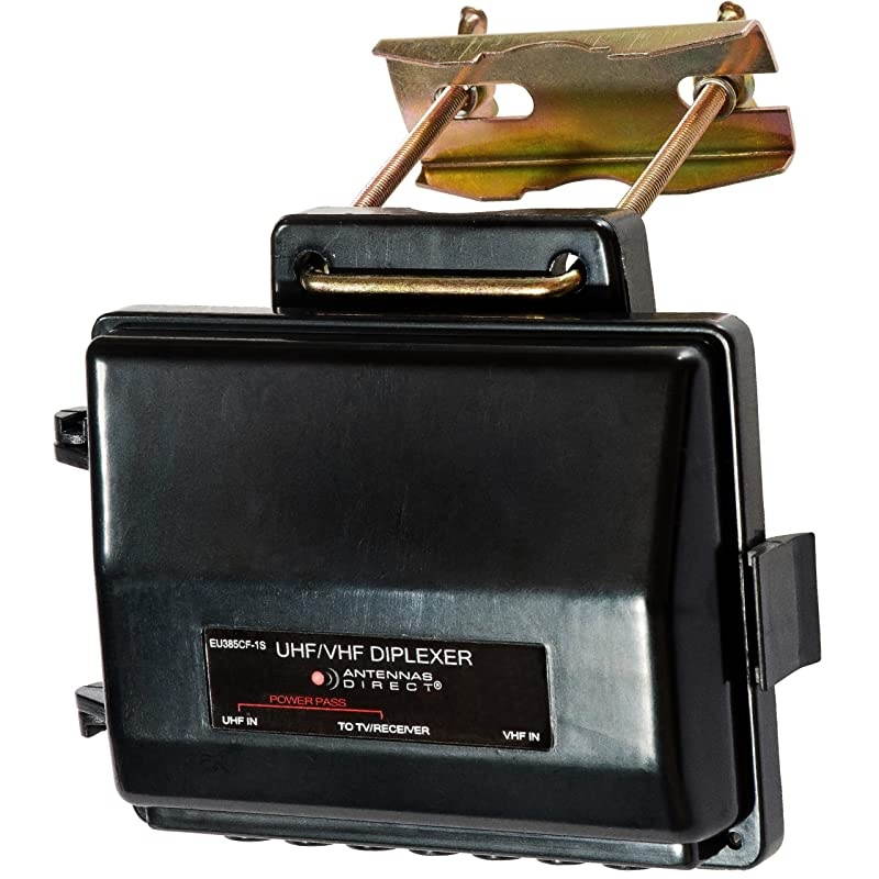 VHF UHF Antenna Combiner Indoor Attic Outdoor Use Allweather Mounting Hardware Adjustable Mast Clamp Black EU385CF1S