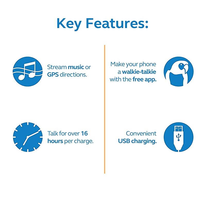 VXI BlueParrott B250-XTS Bluetooth Headset with 91% Noise Cancellation Bundle with  Micro USB Car Charger, USB Wall Adapter, and 5-Pack of Reusable Cable Ties