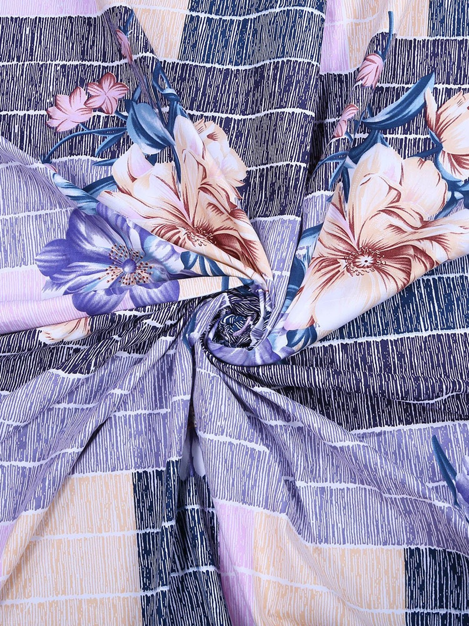 Romee Blue Microfibre Floral Bed Sheets